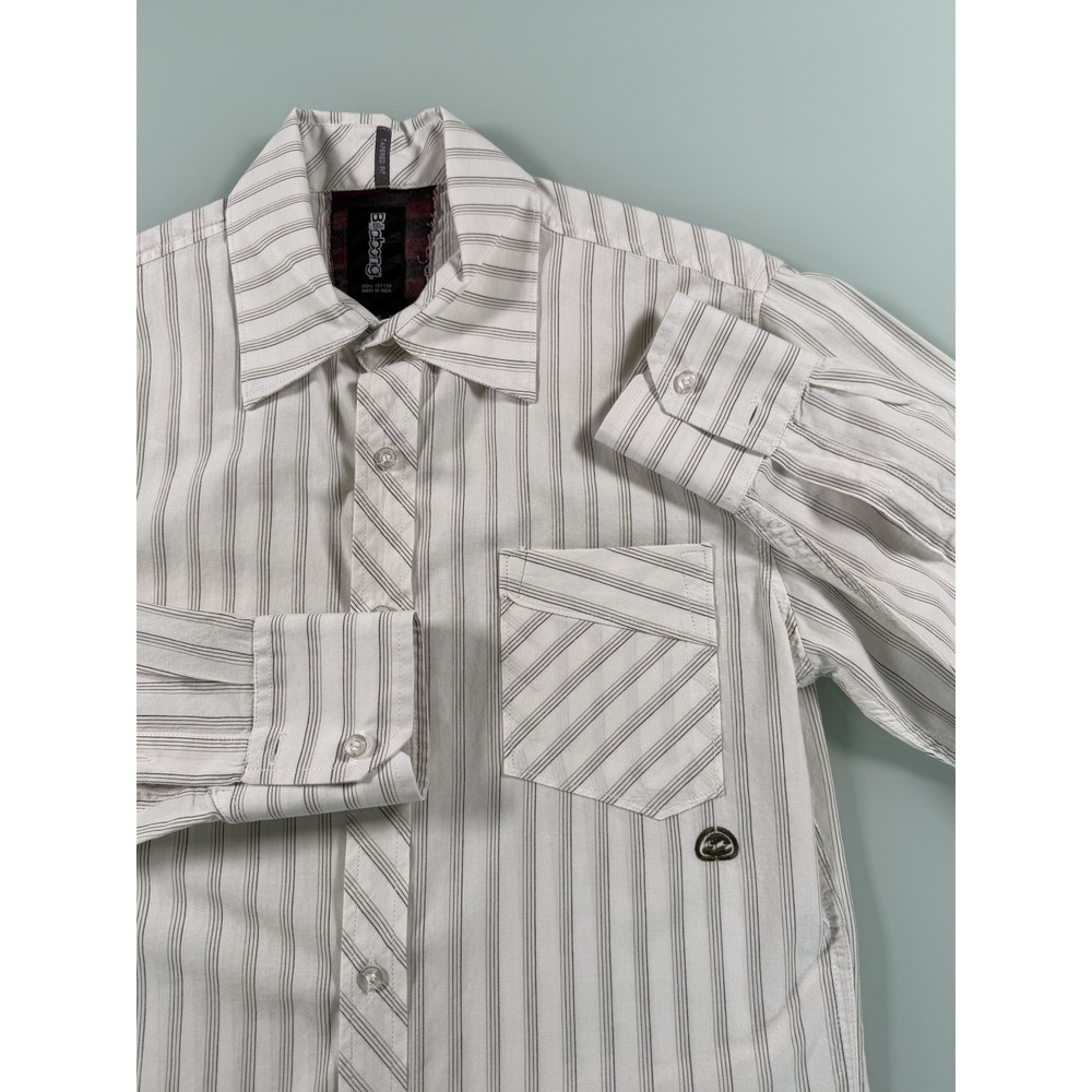 VTG Billabong Shirt Men's S  White w/stripes Button Down SkateCore
